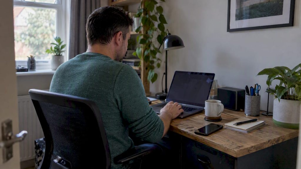 Seller downloading reports at a desk